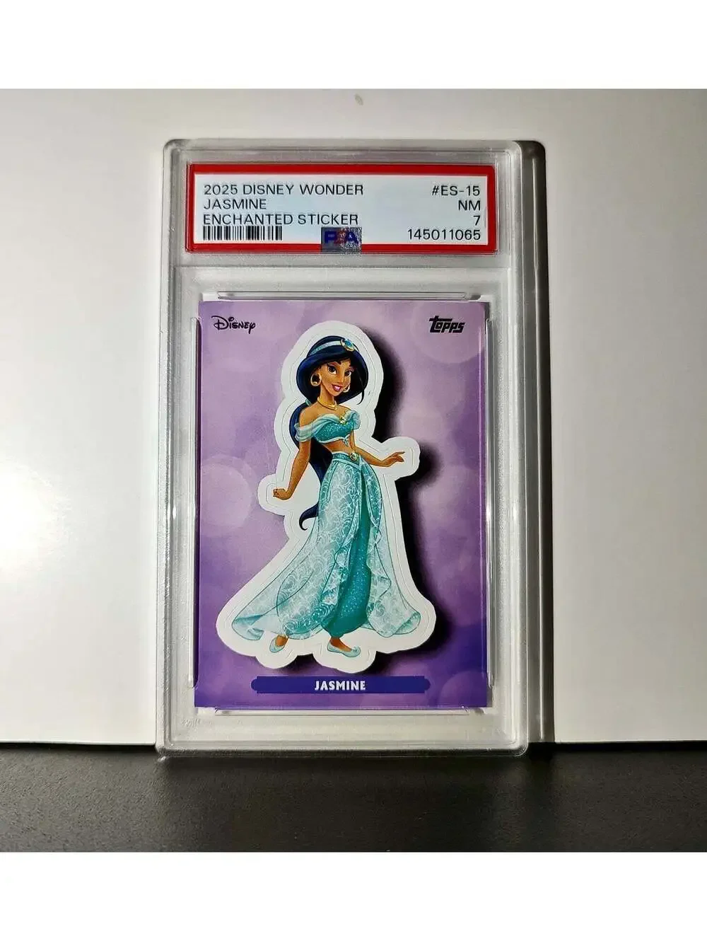 Jasmine 2025 Topps Disney #ES-15 Enchanted Sticker Card Aladdin PSA 7